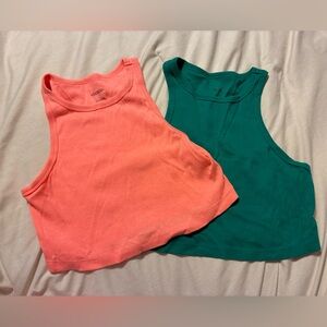 Wild Fable Coral and Teal Crop Tops